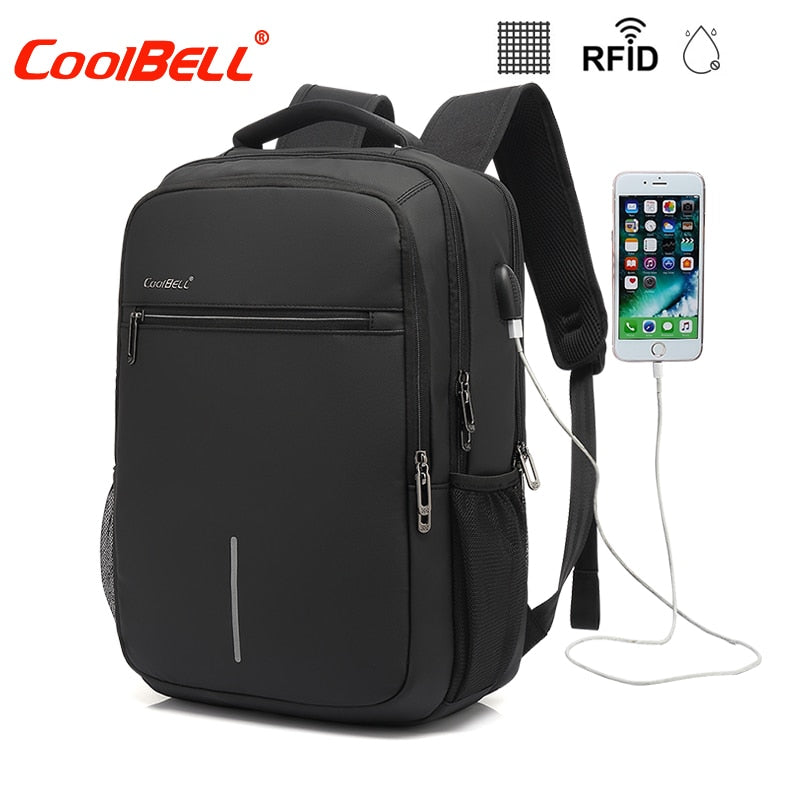 COOLBELL Men's Business Backpack Outdoor Anti-theft Brush Laptop Bag Dry Wet Separation Waterproof Student Schoollbag Bagpack
