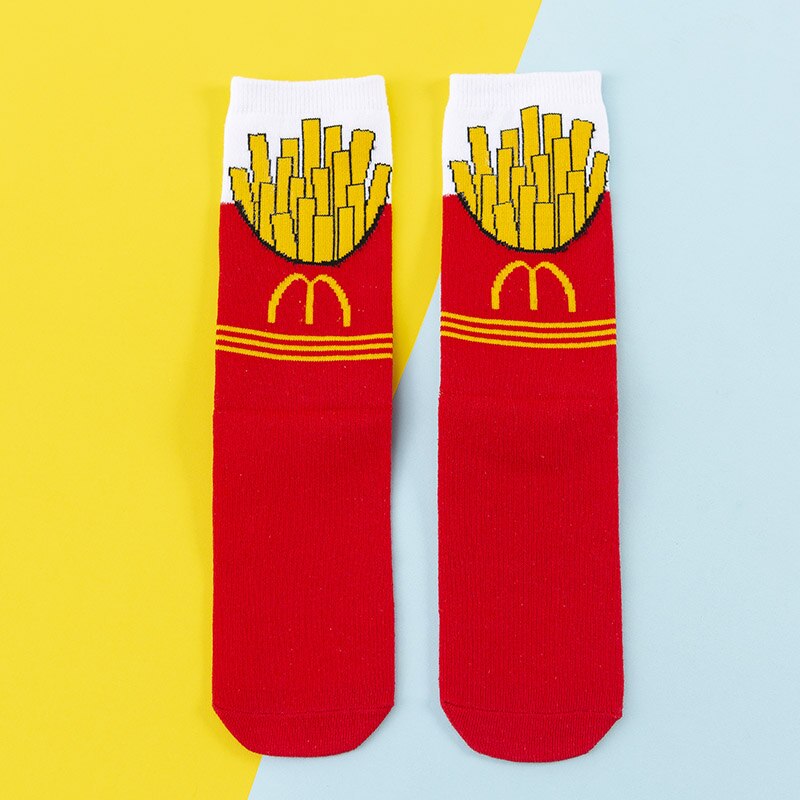 Women Socks Funny Cute Cartoon Fruits Banana Avocado Lemon Egg Cookie Donuts Food Happy Japanese Harajuku skateboard Socks