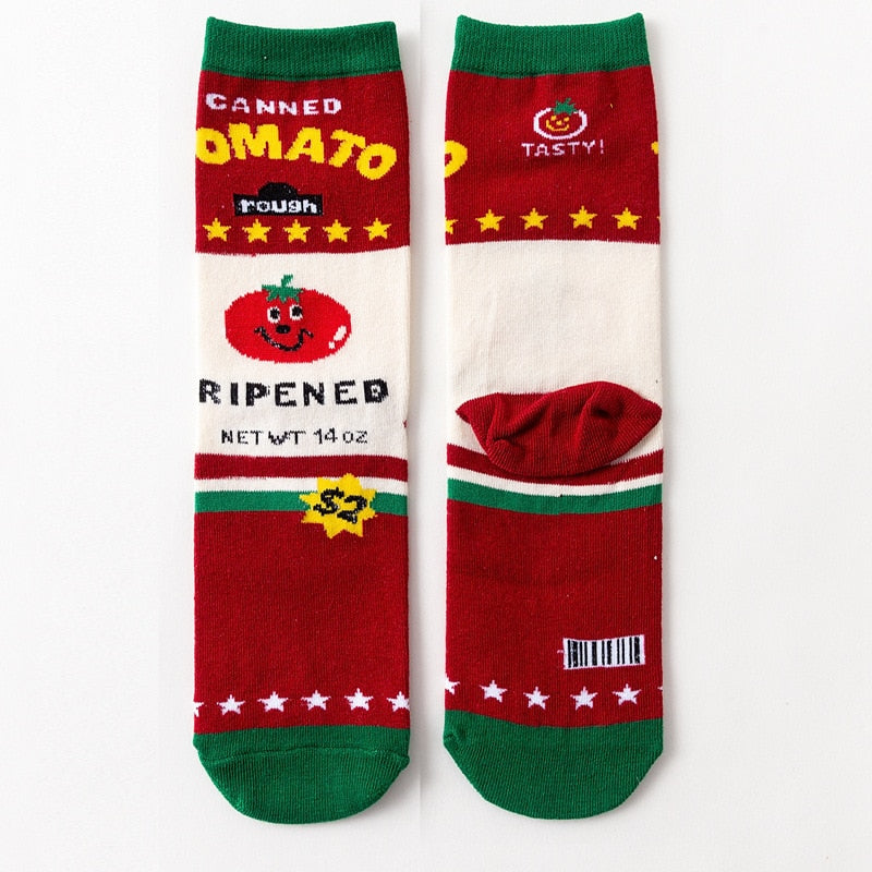Women Socks Funny Cute Cartoon Fruits Banana Avocado Lemon Egg Cookie Donuts Food Happy Japanese Harajuku skateboard Socks