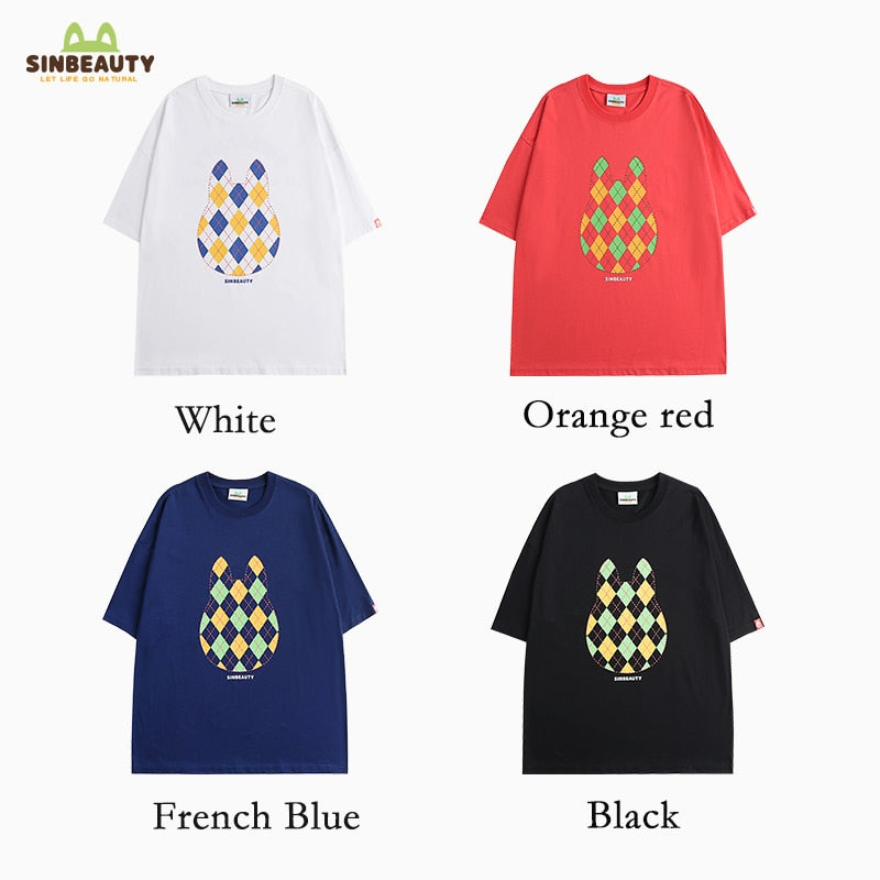 SINBEAUTY Woman Short Sleev Simple Design Double Sided Printing Lovers Fashion Cotton Casual Short Sleeve Round Neck T-shirt